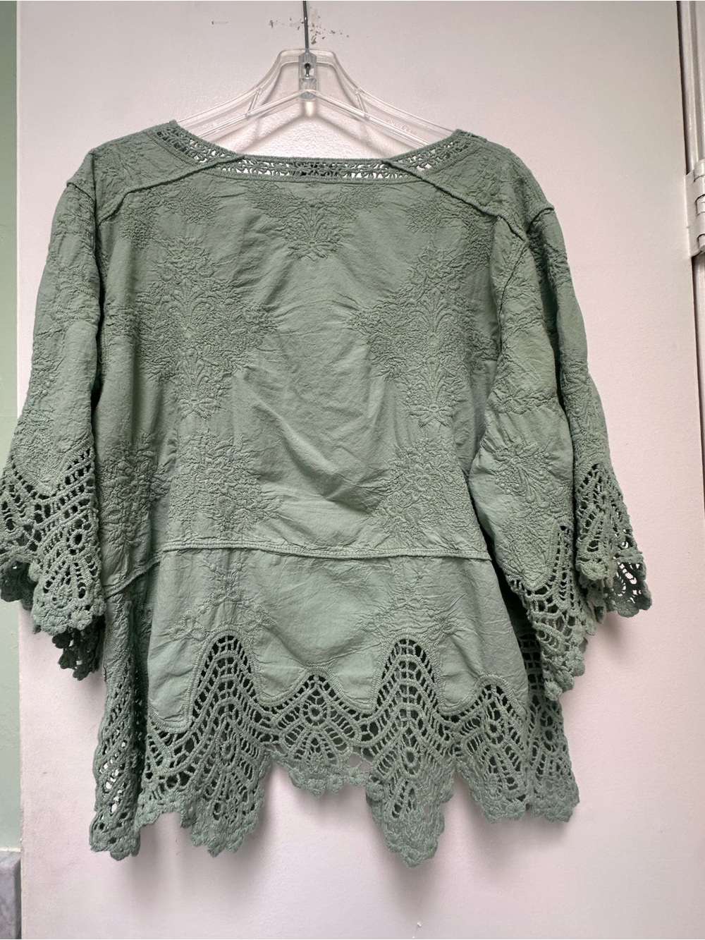 Democracy Sage Green Crochet-Trim Peasant Tunic - Picture 8 of 10